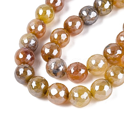 Electroplate Natural Agate Beads Strands G-T131-55-31-1