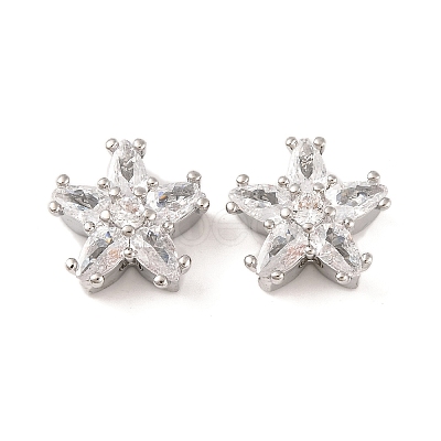 Brass Micro Pave Clear Cubic Zirconia Beads KK-S389-22P-1