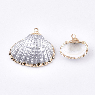 Spray Paint & Electroplate Sea Shell Pendants SSHEL-S262-08K-1