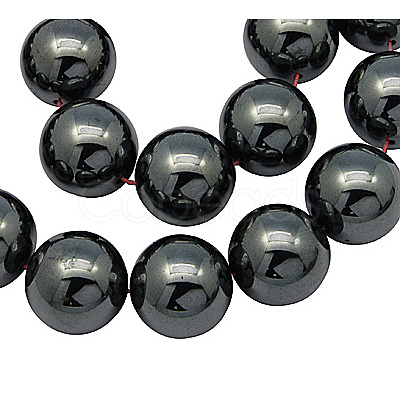 Non-Magnetic Synthetic Hematite Beads Strands G-H1624-14mm-1-1