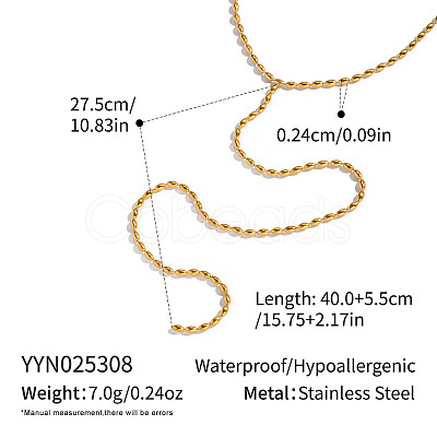 Elegant 304 Stainless Steel Rice Chain Y-Shaped Necklaces for Women DQ6451-1