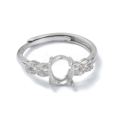 Adjustable 925 Sterling Silver 4 Prongs Ring Settings STER-K179-33P-1