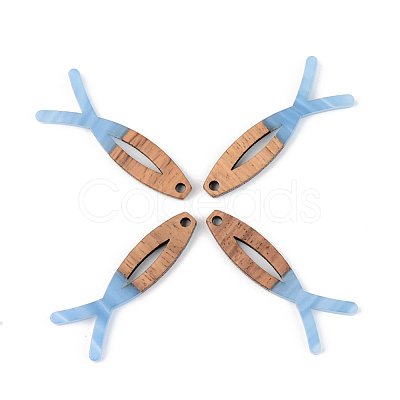 Opaque Resin & Walnut Wood Pendants X-RESI-S389-019A-C01-1
