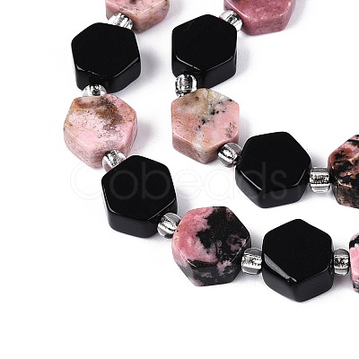 Natural Obsidian & Rhodonite Beads Strands G-N358-03A-04-1