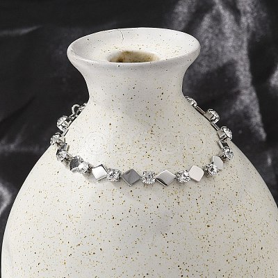 304 Stainless Steel Rhinestone Cup Chain Bracelets for Women BJEW-F488-26G-P-1