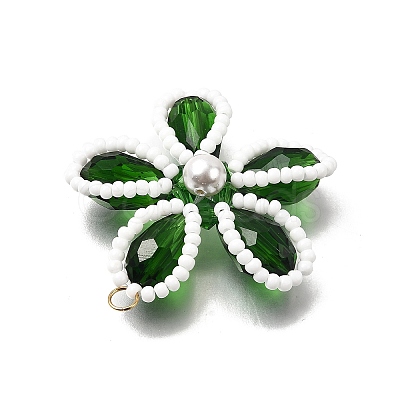 4Pcs 4 Colors Glass Pendants PALLOY-TA00313-1