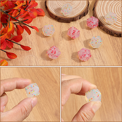 8Pcs 2 Colors Hexagon with Heart Pattern Silicone Focal Beads SIL-GF0001-52-1