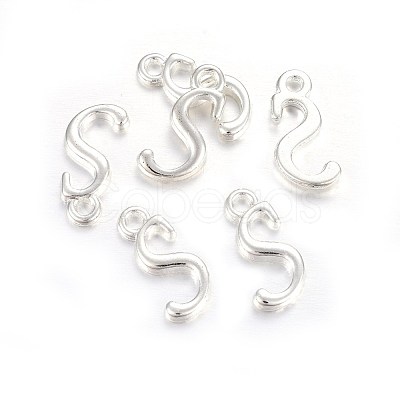 Silver Color Plated Alloy Letter Pendants PALLOY-J718-01S-S-1