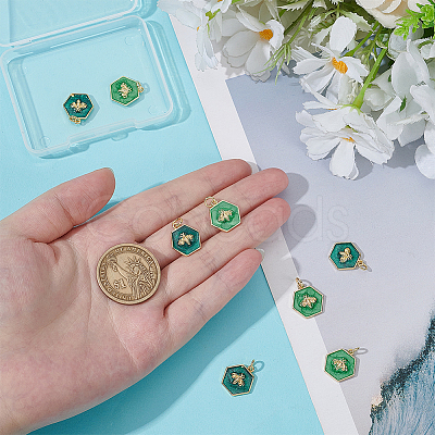8Pcs 2 Styles Rack Plating Brass Enamel Pendants KK-BC0014-81-1