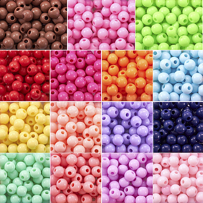 15 Colors Opaque Acrylic Beads MACR-TA0001-69-1
