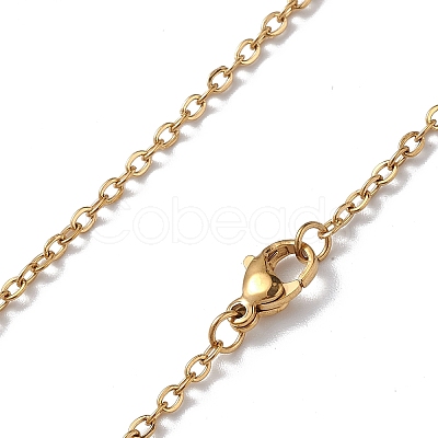 Ion Plating(IP) 304 Stainless Steel Cable Chain Necklace for Men Women NJEW-K245-024A-1