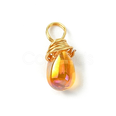 Wire Wrapped Electroplate Glass Pendant PALLOY-JF02469-1