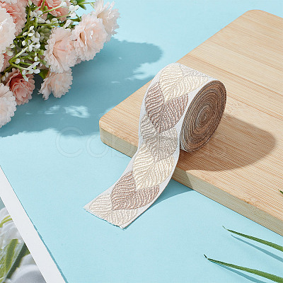 Polyester Jacquard Leaf Ribbon for Garment Accessories OCOR-WH0097-23D-1