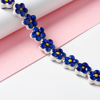 Handmade Porcelain Flower Beads Strands PORC-F003-01G-1