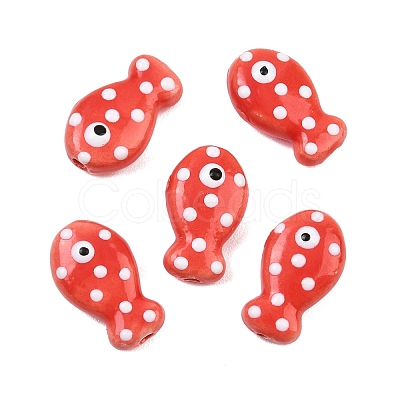 Handmade Porcelain Beads X-PORC-B009-03O-1