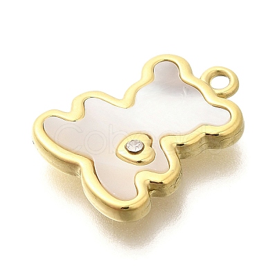 Ion Plating(IP) 304 Stainless Steel Pave Shell Pendants X-STAS-K263-62G-1