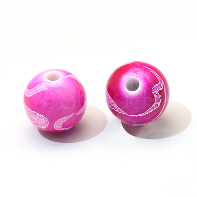 Spray Painted Drawbench Acrylic Round Beads ACRP-S657-8mm-M-1