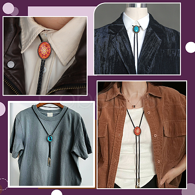 12Pcs Zinc Alloy Bolo Tie Slides Clasp Cabochon Settings FIND-NB0007-03AS-1