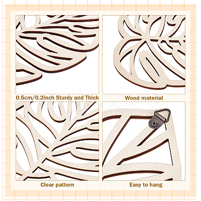 14Pcs Wood Wall Decorations AJEW-WA0003-93-1