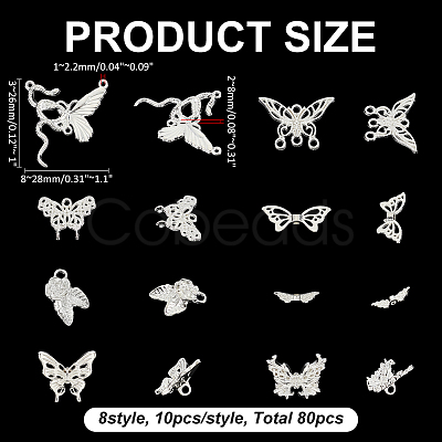 80Pcs 8 Styles DIY Butterfly Jewerly Making Finding Kits FIND-WR0012-21-1
