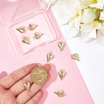 10Pcs Brass Heart Charms KK-BBC0021-64-1