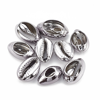 Electroplated Natural Cowrie Shell Beads X-SSHEL-S258-06A-1