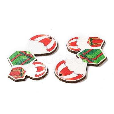 Single Face Christmas Printed Wood Big Pendants WOOD-D025-14-1
