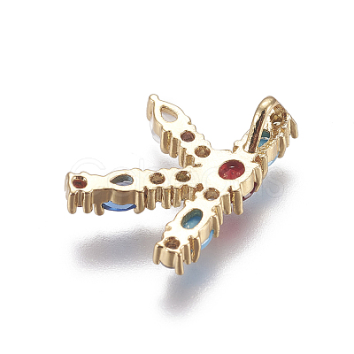 Brass Rhinestone Pendants X-ZIRC-E517-04K-G-1