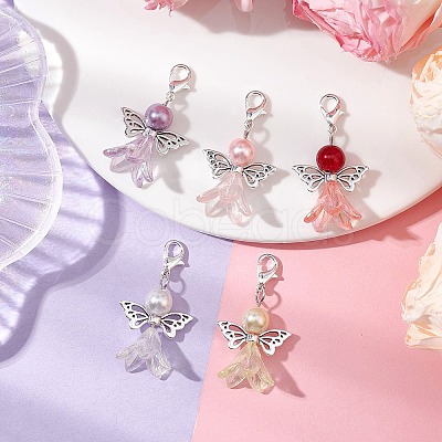 Angel Acrylic & Glass Pearl Pendant Decorations X2-HJEW-JM02364-02-1