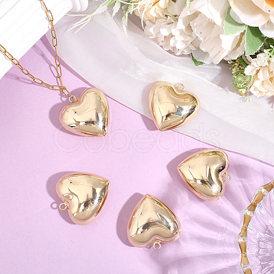 5Pcs Heart Brass Pendants KK-BBC0025-58B-1