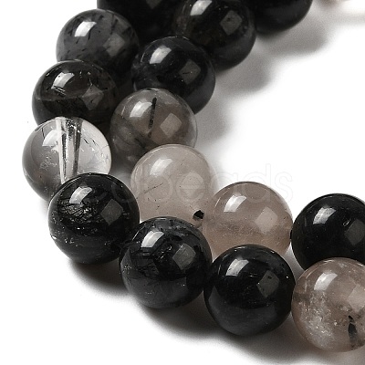 Natural Black Rutilated Quartz Beads Strands G-R446-6mm-37-01-1