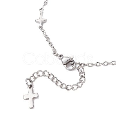 304 Stainless Steel Cross Link Chain Anklets AJEW-AN00739-01-1