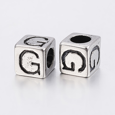 304 Stainless Steel Large Hole Letter European Beads STAS-H428-01AS-G-1