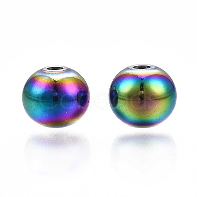 Rack Plating Rainbow Color 304 Stainless Steel Beads STAS-S119-081D-01-1