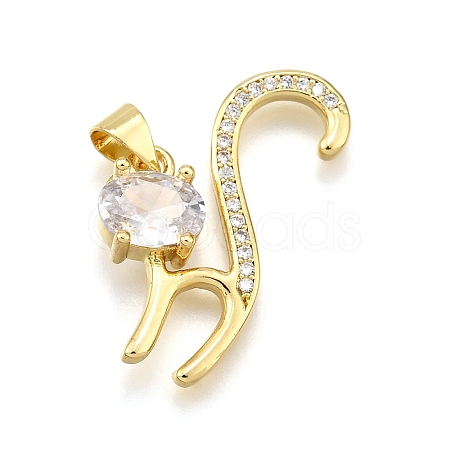 Rack Plating Brass Micro Pave Cubic Zirconia Pendants KK-K401-72G-1