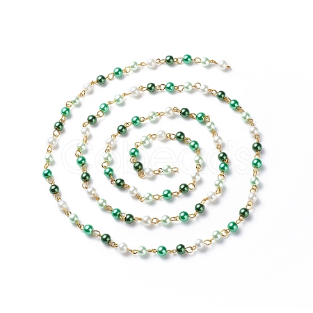 Handmade Glass Pearl Round Beaded Chains AJEW-SZ0002-40D-1