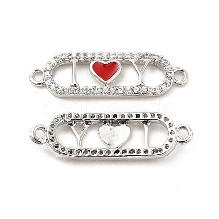 Brass Micro Pave Clear Cubic Zirconia Connector Charms KK-E068-VB403-2-1