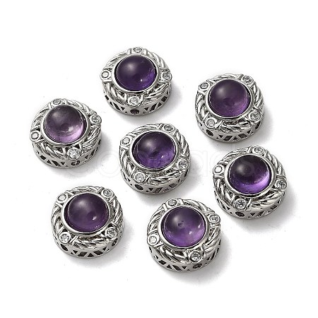 Brass Pave Natural Amethyst Multi-Strand Links KK-D366-01P-D-1