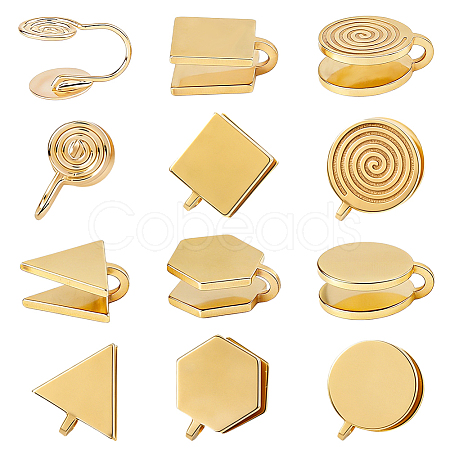 10Pcs 5 Styles 304 Stainless Steel & Brass  Cuff Earrings EJEW-HS0001-44B-1