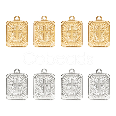 8Pcs 2 Colors 304 Stainless Steel Pendants STAS-UN0042-20-1