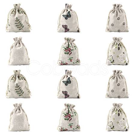 24Pcs 6 Colors Polycotton(Polyester Cotton) Packing Pouches Drawstring Bags ABAG-FS0001-12-1