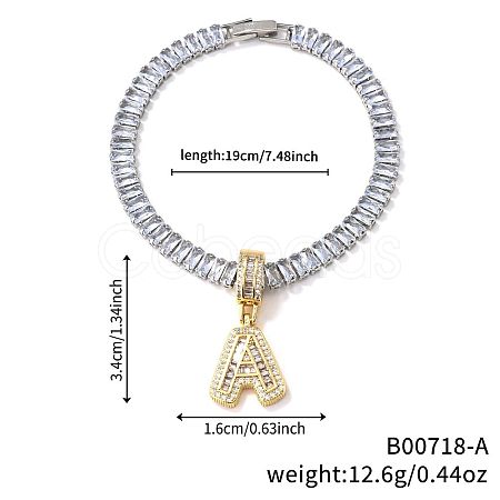 Fashionable Brass Micro Pave Clear Cubic Zirconia Charm Bracelets AF9298-1-1