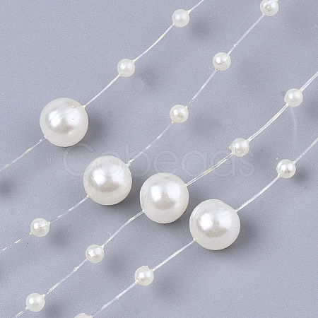 ABS Plastic Imitation Pearl Beaded Trim Garland Strand SACR-T354-01G-1