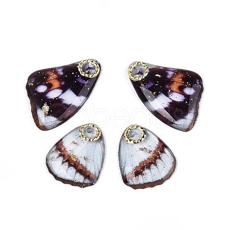 Transparent Epoxy Resin Butterfly Wing Pendants RESI-N045-06A-1