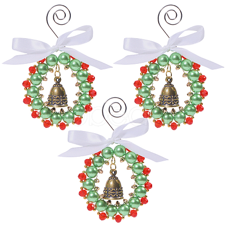 Christmas Wreath Acrlic & Glass Pendant Decorations PALLOY-GO00036-1