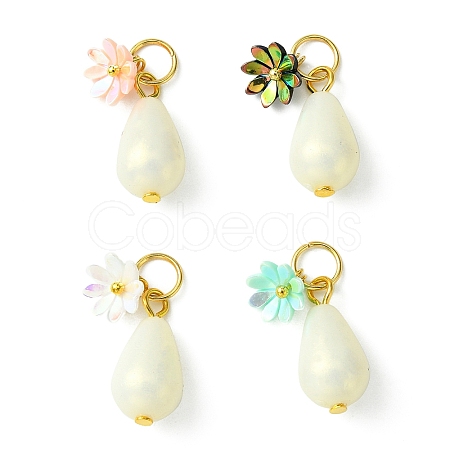 Acrylic Flower & ABS Plastic Imitation Pearl Pendant PALLOY-JF02250-1