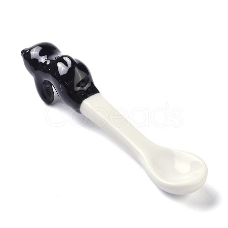 Porcelain Cat Animal Hanging Spoons AJEW-A029-01E-1