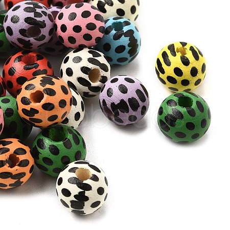 Printed Schima Wood Beads WOOD-L022-04A-02-1