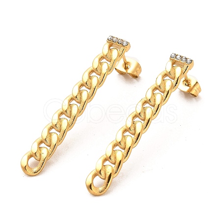 Ion Plating(IP) 304 Stainless Steel Curb Chains Shape Stud Earrings LS-EJEW-D101-01G-1