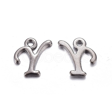 Gunmetal Plated Alloy Letter Pendants PALLOY-P097-03-Y-1